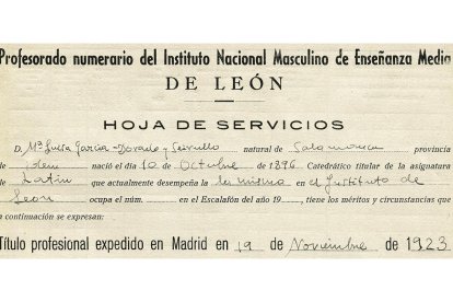 Hoja de servicios de María Luisa García-Dorado Seirullo. DL