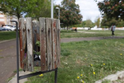 La zona ajardinada de Antonio Pereira posee papeleras rotas