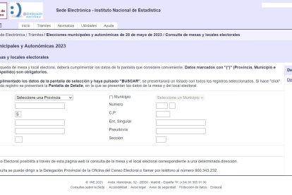 Imagen de la herramienta de consulta del Instituto Nacional de Estadística. INE