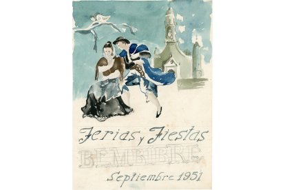 Otra curiosidad en la obra de Amable Arias. Una propuesta de cartel para las Fiestas del Cristo. Era el año 1951 y Amable apenas tenía 14 años. CORTESÍA DE JESÚS PALMERO