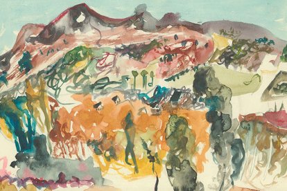 Acuarela de la primera época de Amable Arias sobre el paisaje del Bierzo. DL