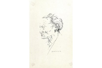El cartonero 'Anonio, uno de los personajes más populares de Bembibre, retratado por Amable Arias en el Café Mero. DL