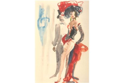 Imagen de dos de las acuarelas realizadas por Amable Arias que pueden verse en la exposición ‘Entre bambalinas’, en San Telmo