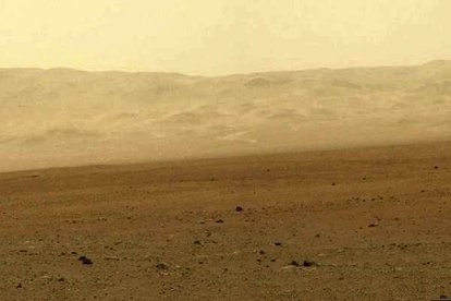 Parte baja del monte Sharp, que contiene minerales hidratados, colinas, cerros y mesetas. Foto: NASA