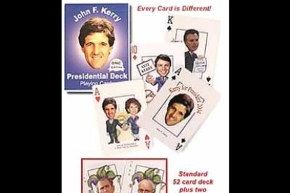 Para jugar a las cartas personalizadas con caras de Kerry no es necesario desplazarse a las Vegas. Aquí el comodín no es buen negocio, porque tiene la cara de los candidatos republicanos.