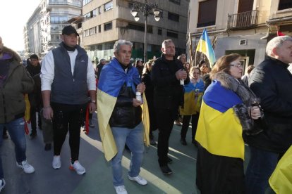 Manifestación en León cuando se cumple un año de la guerra en Ucrania. RAMIRO