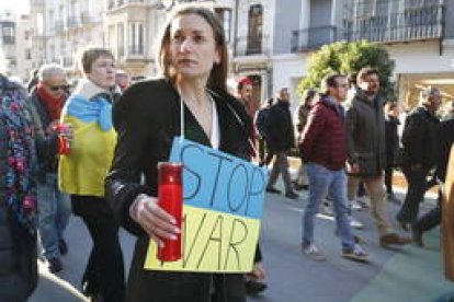 Manifestación en León cuando se cumple un año de la guerra en Ucrania. RAMIRO