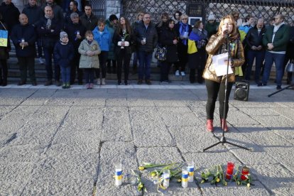 Manifestación en León cuando se cumple un año de la guerra en Ucrania. RAMIRO