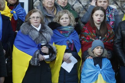Manifestación en León cuando se cumple un año de la guerra en Ucrania. RAMIRO