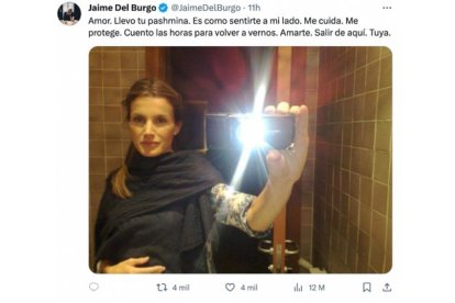 Captura de la publicación del Jaime del Burgo con una foto íntima de la reina Letizia