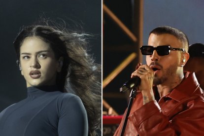 La cantante española Rosalía y puertorriqueño Rauw Alejandro. EFE/MARTA PÉREZ/JULIO MUÑOZ