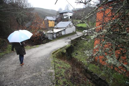 El puente sobre el arroyo de La Pasada lo construyeron hace cuatro décadas los propios vecinos de Fresnedelo. El paso cambiones de gran tonelaje para apagar incendios lo ha agrietado. L. DE LA MATA