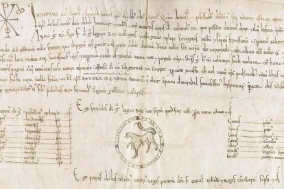 Uno de los cinco legajos escaneados que componen el Privilegio de 1159. DL