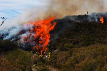 Quema controlada de los Bomberos de León