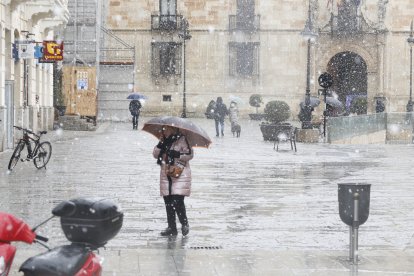 Ha nevado con fuerza en la ciudad de León este lunes.