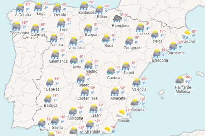 Previsión metereológica para este sábado, 2 de marzo de 2024.