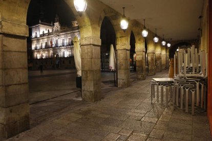 Así estaba la Plaza Mayor el 13 de marzo de 2020 por la tarde.