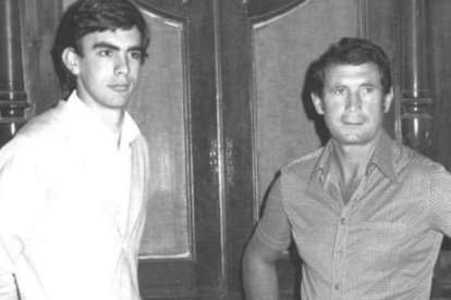 Andoni y Carmelo Cedrún cuando el primero estudió en Maristas de León. R. DEPORTIVA DEL AYER
