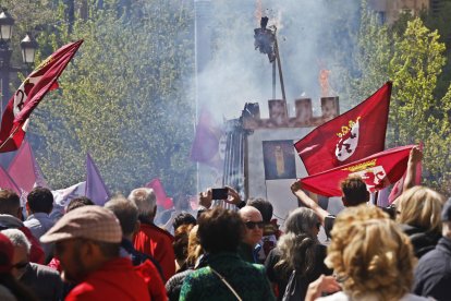 Manifestación en León como respuesta a los actos de la Junta por Villalar en la capital leonesa.
