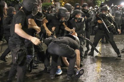 La manifestación de este martes se prolongó durante cerca de seis horas y acabó con varios heridos.