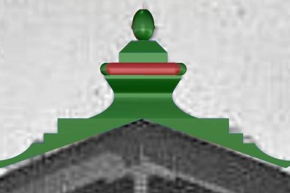 Imagen de la recreación realizada de la corona que culminaba la marquesina de León.