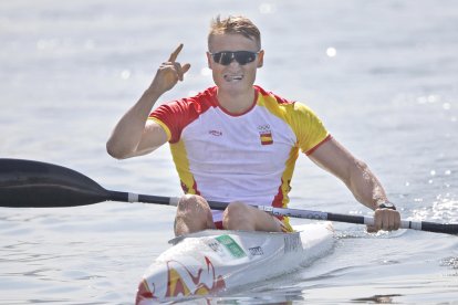 El español Marcus Cooper Walz celebra su victoria en la final de K1 1000 metros de los Juegos Olímpicos Río 2016. EFE/LAVANDEIRA JR