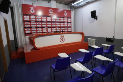 La sala de prensa del estadio Reino de León. FERNANDO OTERO