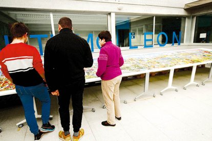 Alumnos del centro contemplan el resultado final.