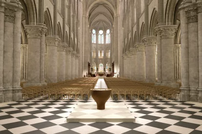 Aspecto de la catedral de Notre Dame tras el devastador incendio de hace casi seis años.