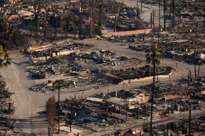 Uno de los barrios destruidos en Los Ángeles, por el fuego de Palisades.