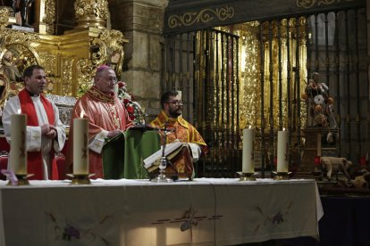 Bendición de los animales por San Antón en la plaza de San Marcelo en León.