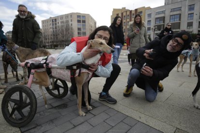 Manifestación contra el uso de perros en la caza en León.