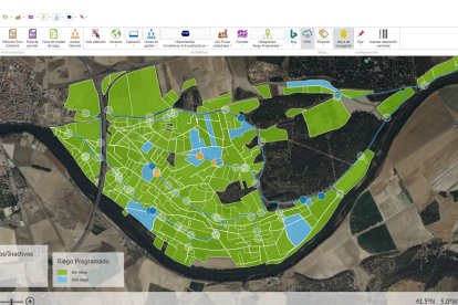 Mapa con contadores activos y tipos de riegos.