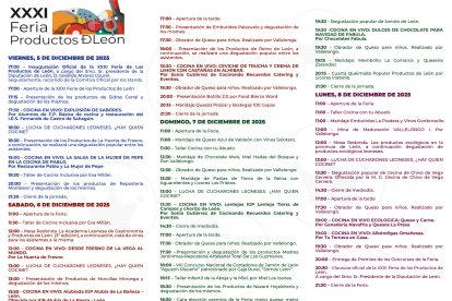 El programa oficial de la Feria de los Productos de León incluye más de 30 actividades para todos los públicos, desde showcookings y maridajes hasta talleres familiares y degustaciones populares.