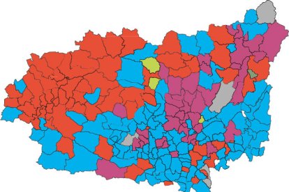 Mapa electoral en la provincia de León en 2022.