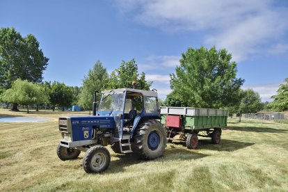 Trabajos en la zona de césped del complejo deportivo