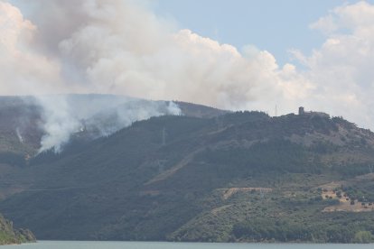 Medios áreos trabajan en la extinción del incendio de Congosto