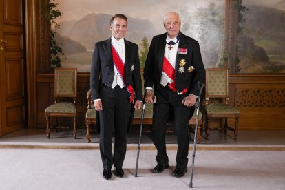 Harald V y Emmanuel Macron en 2025.