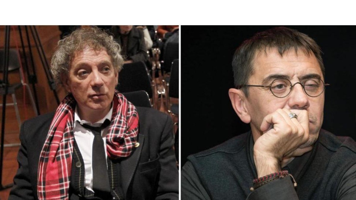 El escritor leonés Juan Carlos Mestre y el politólogo Juan Carlos Monedero.