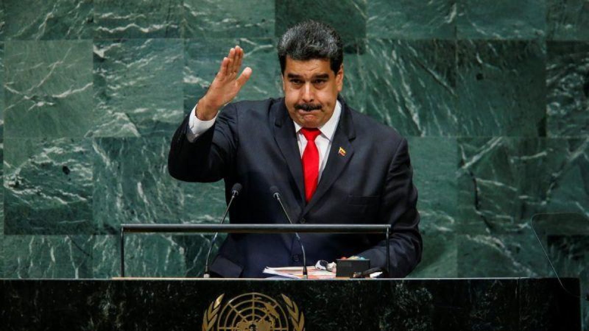 El presidente venezolano, Nicolás Maduro, ofreciendo un discurso en la ONU.