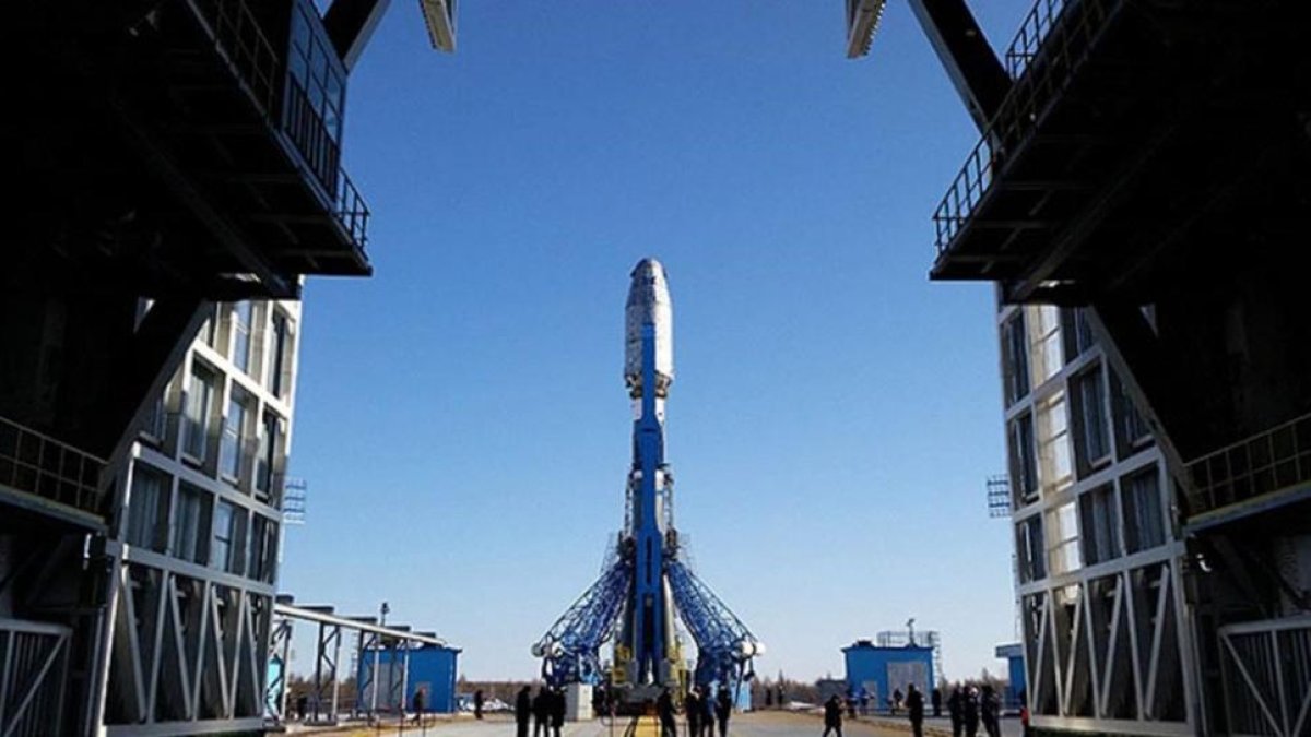 El primer cohete Soyuz 2 en la base de lanzamientos rusa de Vostochni, el pasado marzo.