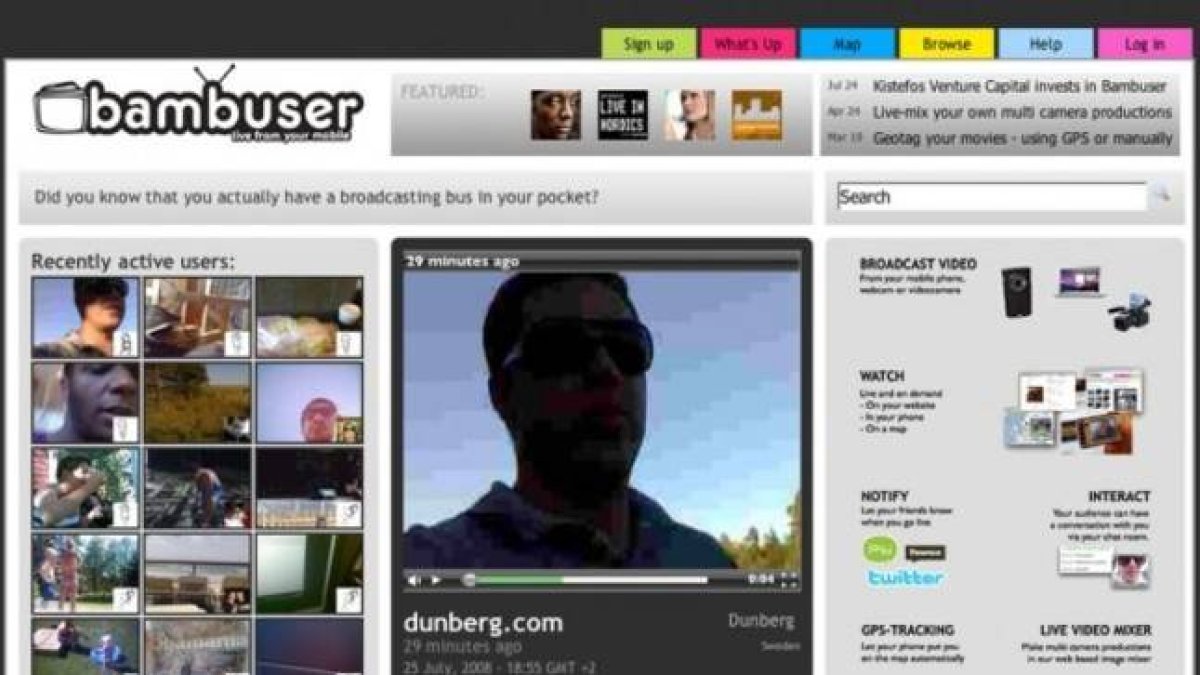 Bambuser, 'app' móvil para vídeos en directo.