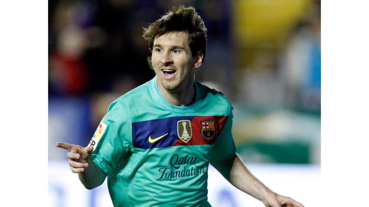 Leo Messi, que volvió a ejercer de salvador, celebra el gol del triunfo azulgrana.