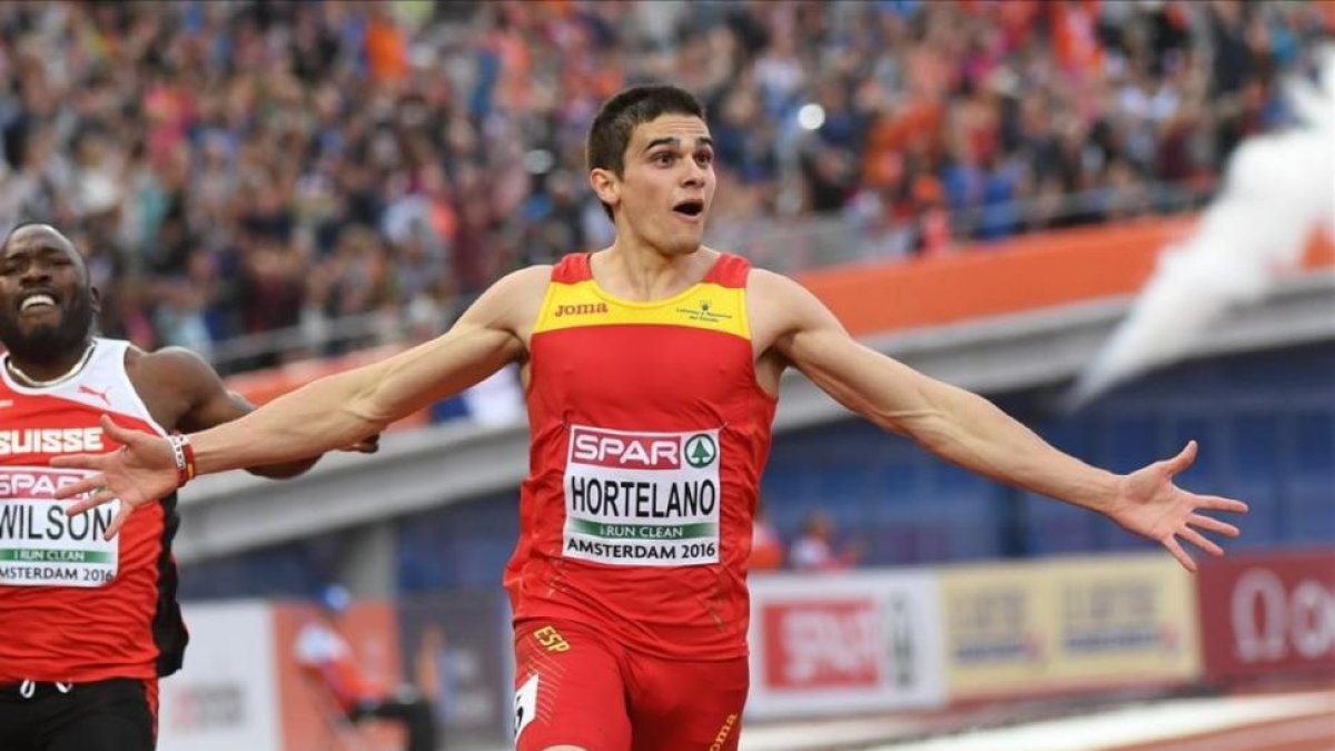 Bruno Hortelano, nada más proclamarse campeón de Europa de 200 en Amsterdam en julio pasado.