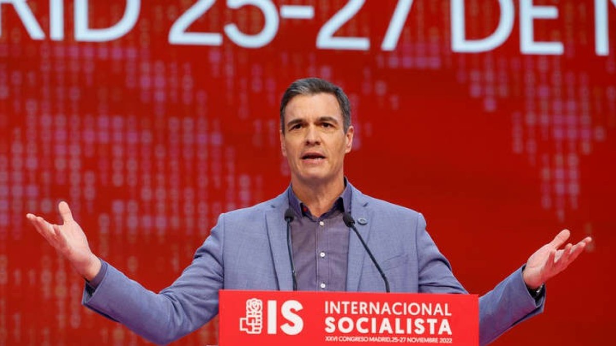 El presidente de Gobierno y secretario general del PSOE, Pedro Sánchez, durante su participación en el último Congreso de la Internacional Socialista. CHEMA MOYA