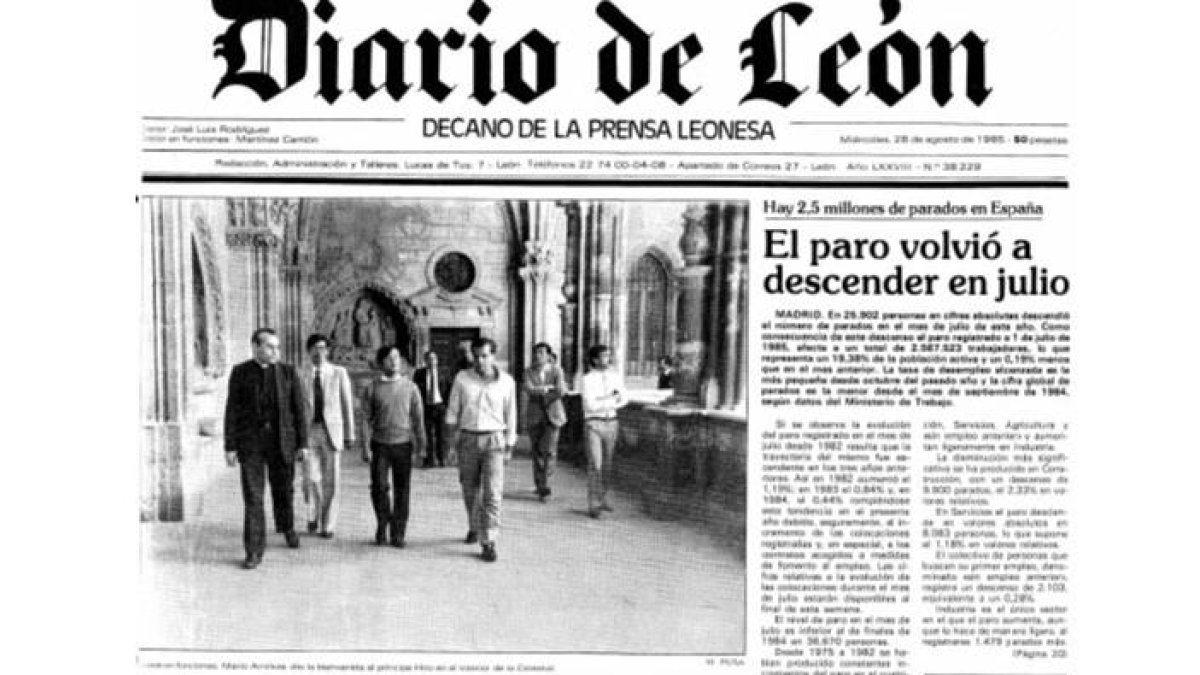 Portada de Diario de León del 28 de agosto de 1985.  DL