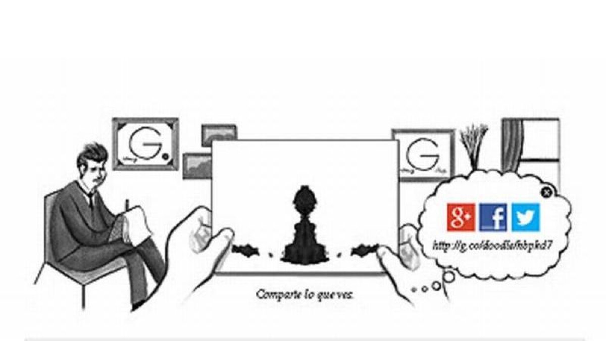 Imagen del 'doodle' interactivo que Google ha dedicado al psiquiatra Hermann Rorschach.