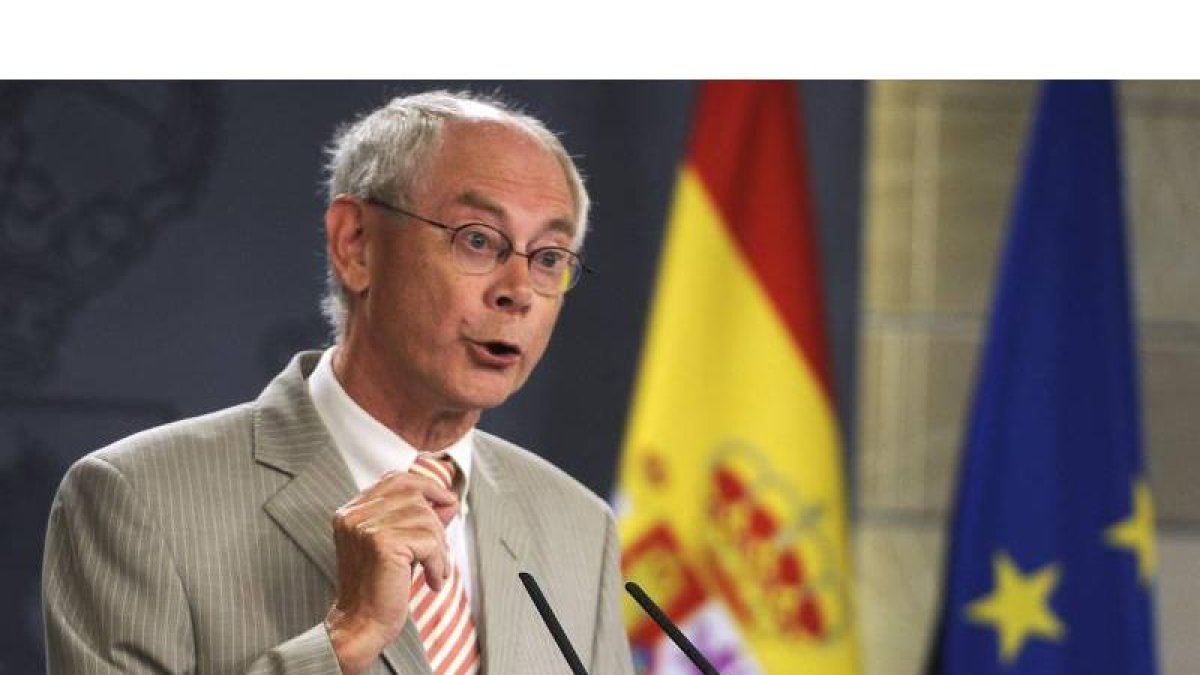 Herman Van Rompuy, durante su intervención en el Palacio de la Moncloa de Madrid el pasado mes de agosto.