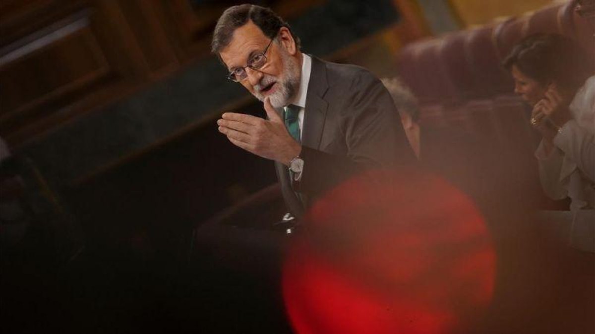 Mariano Rajoy durante su intervención en el pleno del Congreso de los Diputados.
