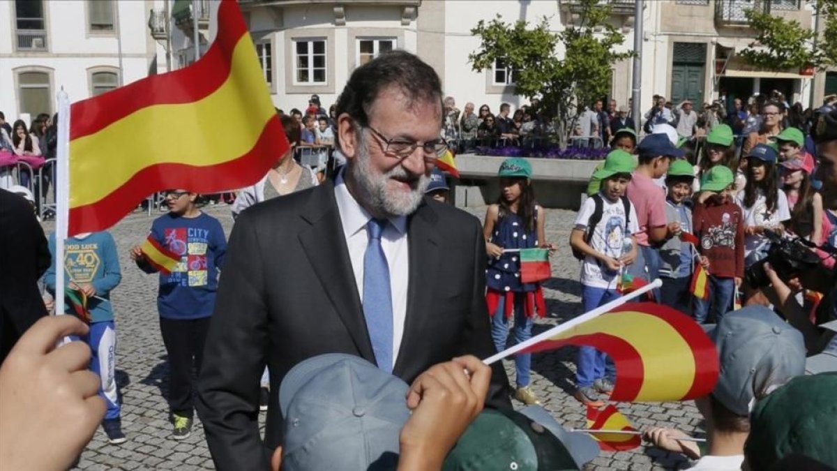 Mariano Rajoy, este martes en Vila Real (Portugal).